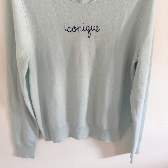 NWT Lingua Franca Seafoam Blue Iconique Cashmere Crew Sweater S - Picture 3 of 8